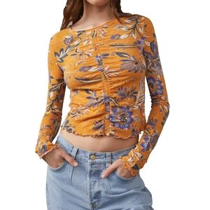 NWT Free People Dreamed Of You in honey/golden floral Combo